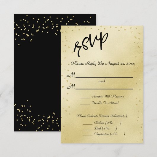 Elegant Gold Wedding RSVP Kaartje (Voorkant / Achterkant)