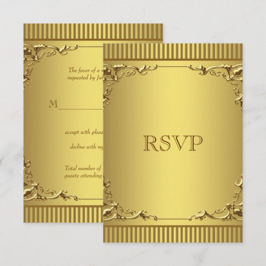 Elegant Gold Wedding RSVP Kaartje (Voorkant / Achterkant)