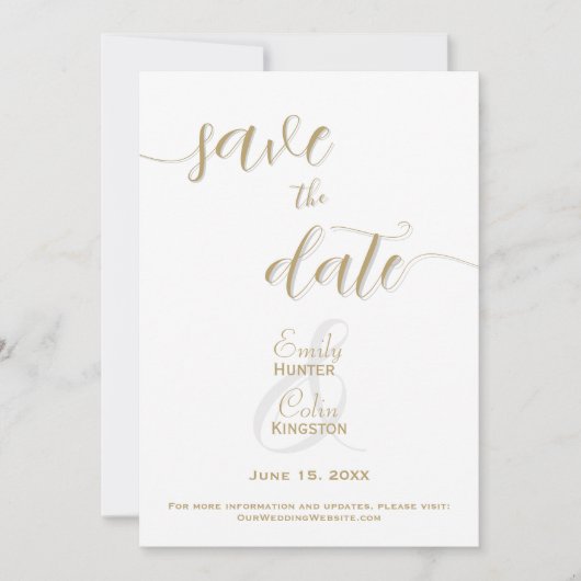 Elegant Gold Wedding Save the Date (Voorkant)