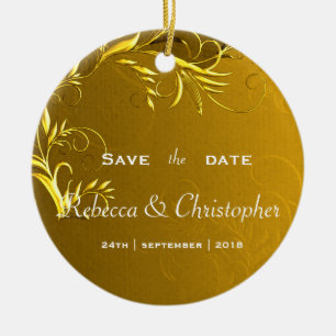 Elegant Gold Wedding Save the Date Keramisch Ornament