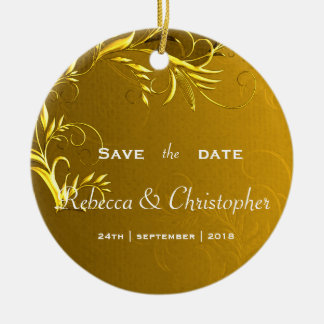 Elegant Gold Wedding Save the Date Keramisch Ornament