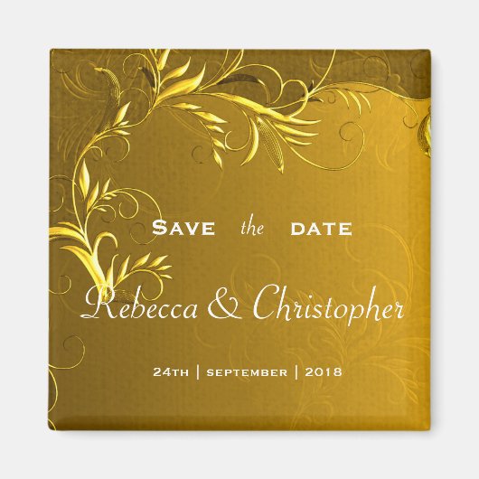 Elegant Gold Wedding Save the Date Magneet (Voorkant)