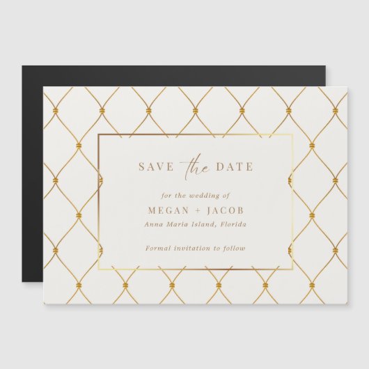 Elegant Gold Wedding Save the Date Magnetische Uitnodiging (Voorkant / Achterkant)
