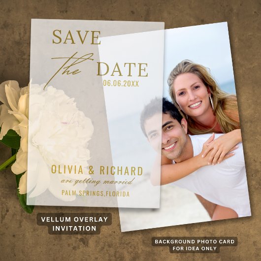 Elegant Gold Wedding Save the Date Vellum Uitnodigingen