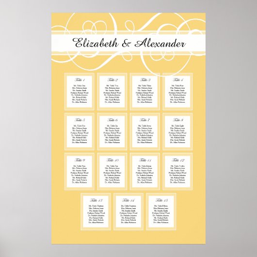 Elegant Gold Wedding Seating Chart Poster (Voorkant)