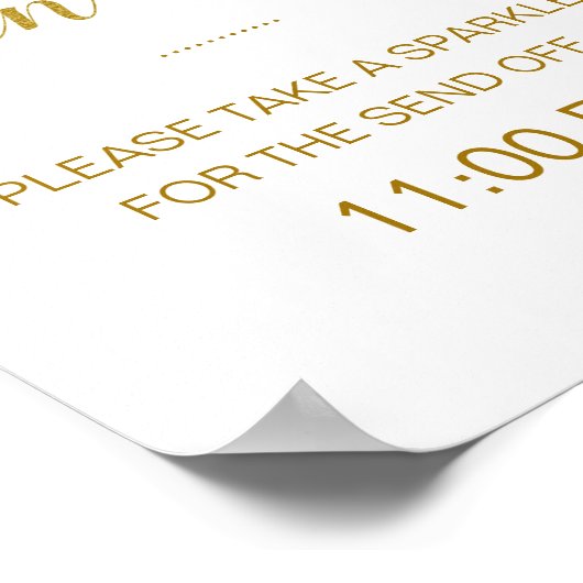 Elegant Gold Wedding Sparkler verzendt Afmelden Poster (Hoek)