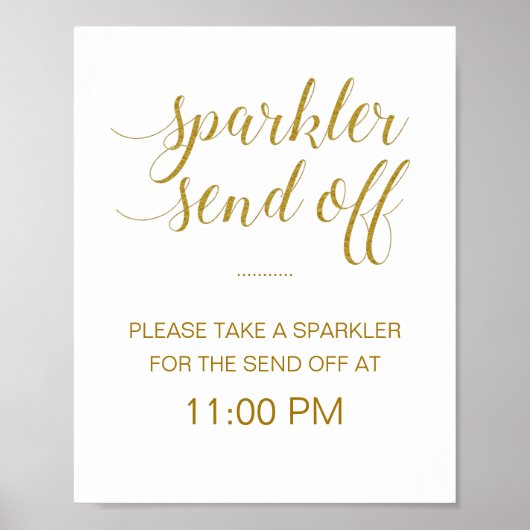 Elegant Gold Wedding Sparkler verzendt Afmelden Poster (Voorkant)