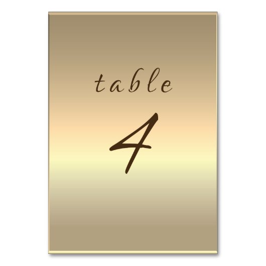 Elegant Gold Wedding Table Number Kaart (Voorkant)