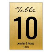 Elegant Gold Wedding Table Numbers Kaarten Sjablon (Achterkant)