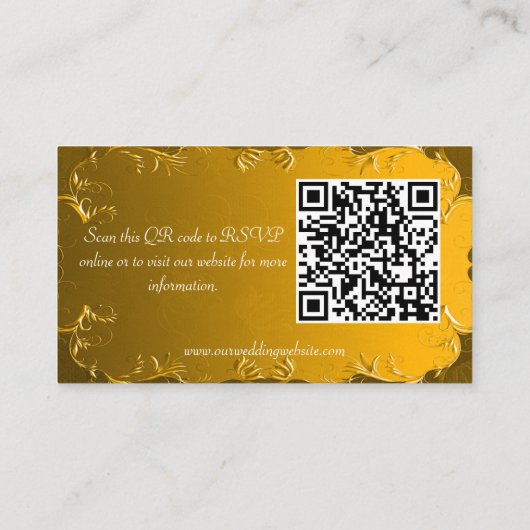 Elegant Gold Wedding Website Enclosure Kaart (Achterkant)