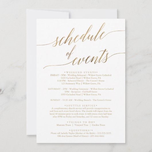 Elegant Gold Wedding Welkom & Planning van eveneme (Achterkant)