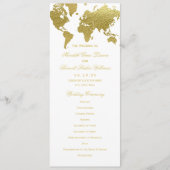 Elegant Gold Wereldkaart Wedding Ceremony Programmakaart (Voorkant)