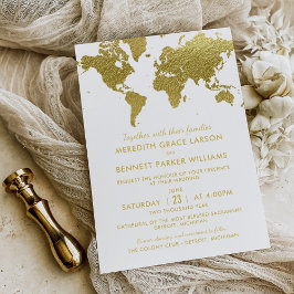 Elegant Gold Wereldkaart Wedding Kaart