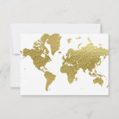 Elegant Gold Wereldkaart Wedding RSVP Kaartje (Achterkant)