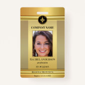 Elegant Gold-werknemer Foto-ID Badge (Voorkant)