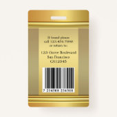 Elegant Gold-werknemer Foto-ID Badge (Achterkant)