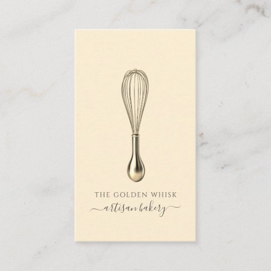 Elegant Gold Whisk Baker Bakery Chef Caterer Visitekaartje (Voorkant)