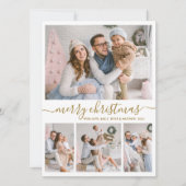 Elegant Gold White 4 Photo Collage Kerstmis Feestdagenkaart (Voorkant)