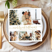 Elegant Gold White 4 Photo Collage Kerstmis Feestdagenkaart