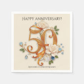 Elegant Gold & White 50th Wedding Anniversary Servet (Voorkant)