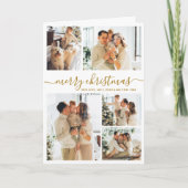 Elegant Gold White 5 Photo Collage Christmas  Feestdagen Kaart (Voorkant)