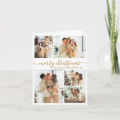 Elegant Gold White 5 Photo Collage Christmas  Feestdagen Kaart (Voorkant)