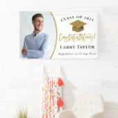 Elegant Gold White Afstuderen Fotogradatie Partij Spandoek (Insitu)