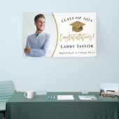 Elegant Gold White Afstuderen Fotogradatie Partij Spandoek (Beurs)