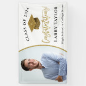 Elegant Gold White Afstuderen Fotogradatie Partij Spandoek (Verticaal)