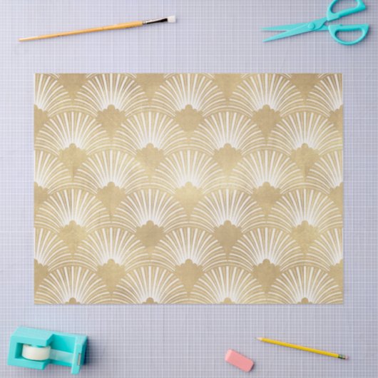 Elegant Gold & White Art-deco-patroon Tissuepapier (Craft)