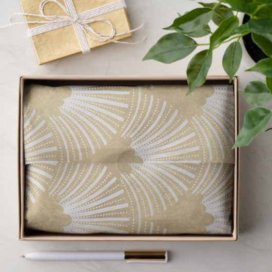 Elegant Gold & White Art-deco-patroon Tissuepapier (Geschenk)