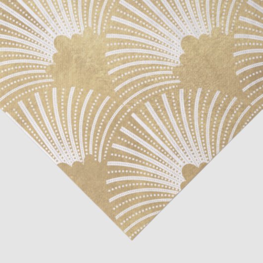 Elegant Gold & White Art-deco-patroon Tissuepapier (Detail)