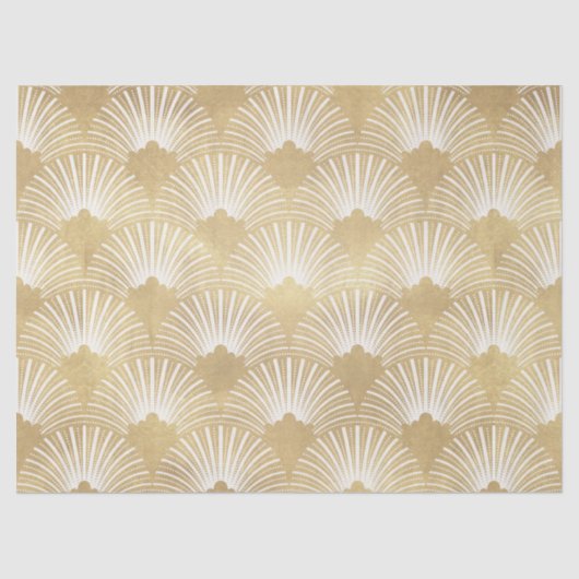 Elegant Gold & White Art-deco-patroon Tissuepapier (Voorkant)