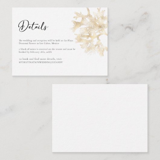 Elegant Gold White Beach Wedding Enclosure Kaart (Voorkant / Achterkant)