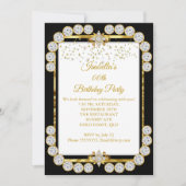 Elegant Gold White Black Diamond Birthday Party Kaart (Voorkant)