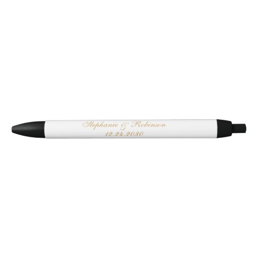 Elegant Gold White Black Wedding Zwarte Inkt Pen (Voorkant)