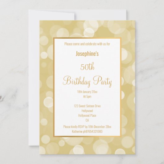 ELEGANT GOLD WHITE BUBBLE CUSTOM BIRTHDAY KAART (Voorkant)