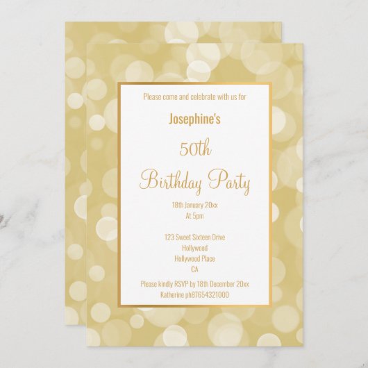 ELEGANT GOLD WHITE BUBBLE CUSTOM BIRTHDAY KAART (Voorkant / Achterkant)