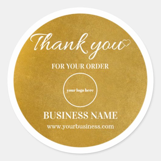 Elegant Gold White Business Hartelijk dank Ronde Sticker (Voorkant)