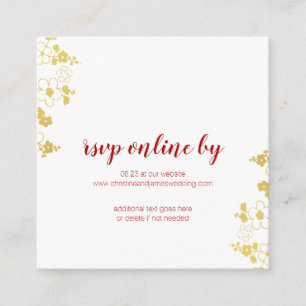 Elegant Gold & White Cherry Blossom Wedding RSVP Informatiekaartje