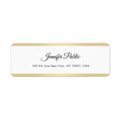 Elegant Gold White Chic Hand Script Simple Moderne Etiket (Voorkant)
