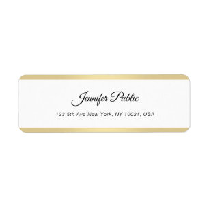 Elegant Gold White Chic Hand Script Simple Moderne Etiket