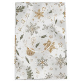 Elegant Gold & White Christmas Holiday Medium Cadeauzakje (Voorkant)
