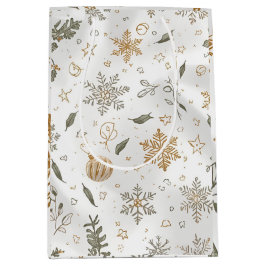 Elegant Gold & White Christmas Holiday Medium Cadeauzakje
