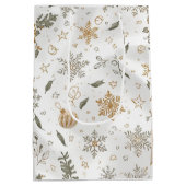 Elegant Gold & White Christmas Holiday Medium Cadeauzakje (Achterkant)