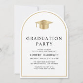 Elegant Gold White College Afstudeerfeest Kaart (Achterkant)