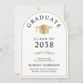 Elegant Gold White College Afstudeerfeest Kaart (Voorkant)