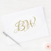 Elegant Gold White Couples Monogram Namen Initiale Ovale Sticker (Envelop)