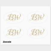 Elegant Gold White Couples Monogram Namen Initiale Ovale Sticker (Vel)
