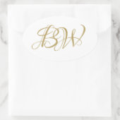 Elegant Gold White Couples Monogram Namen Initiale Ovale Sticker (Tas)